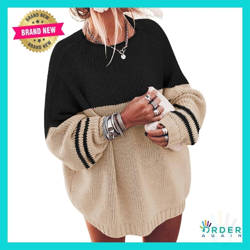 Oversized Batwing Sweater Pullover Knit Mock Neck Loose Fit Chic